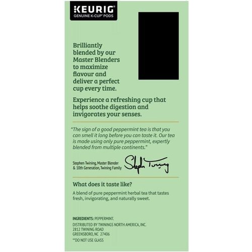 Twinings Pure Peppermint Tea K-Cup Pods for Keurig, Naturally Caffeine Free, Made with 100% Pure Peppermint, 24 Count (Pack of 4)