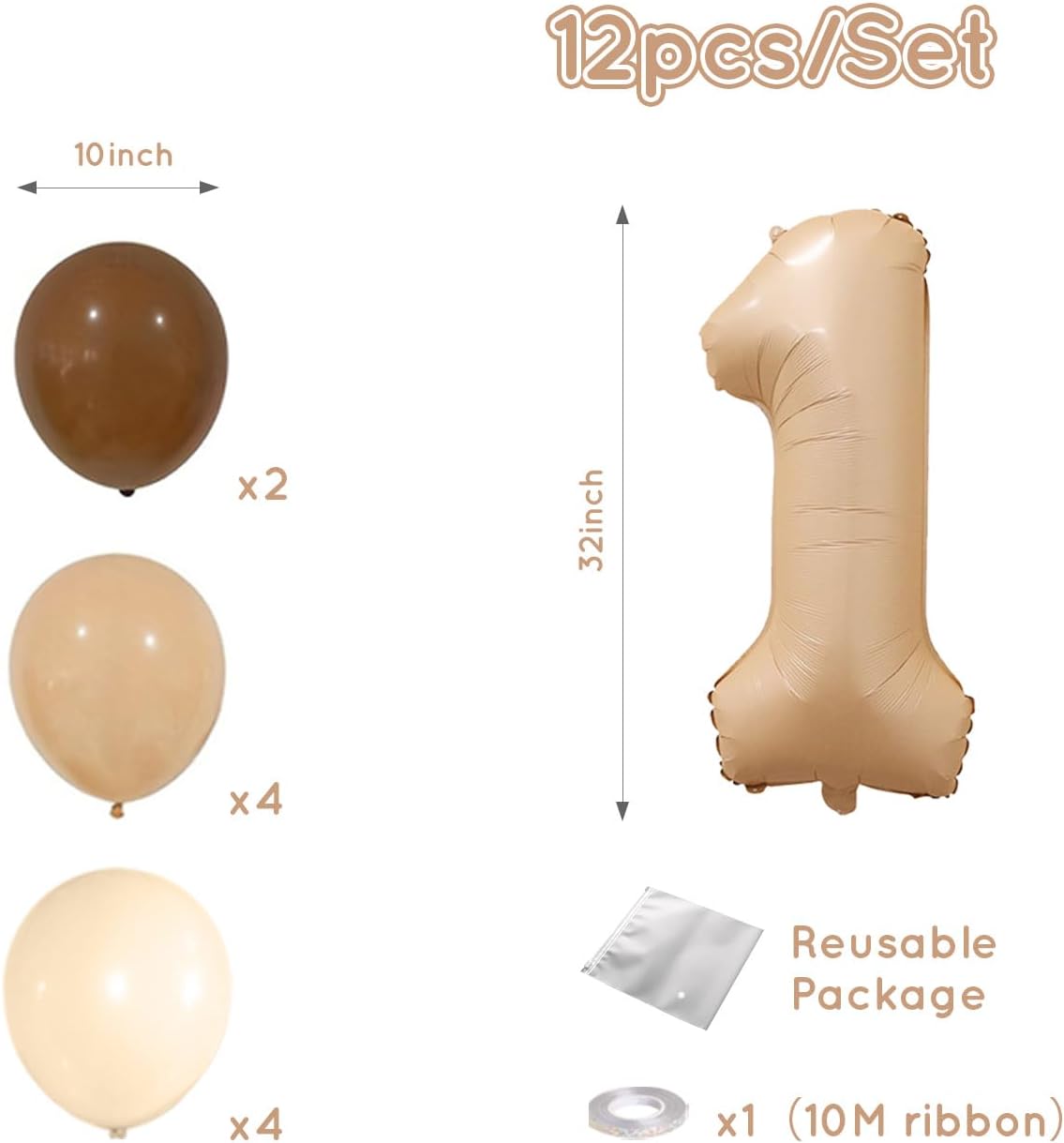 Skiennix 32-Inch Cream Number One Foil Balloon - Perfect for 1st Birthday & Baby Shower Decor