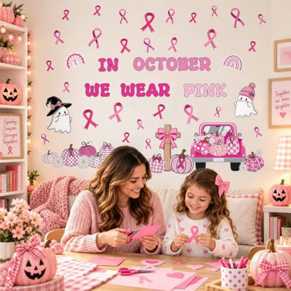 Breast Cancer Awareness Tree Bulletin Board Decor Set with 118 Pieces