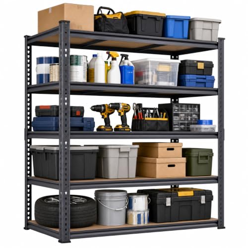 72 Inch Heavy Duty Garage Shelving Rack 2850 LBS Capacity - 5-Tier Storage