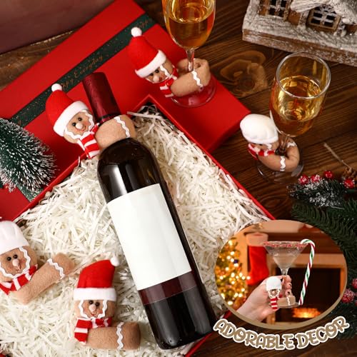 Gingerbread Man Christmas Wine Bottle Cover Set - 12 Pcs Holiday Decor