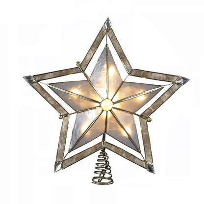 Large 10-Inch Holiday Star Treetop Decor with Gold Finish and Incandescent Lights