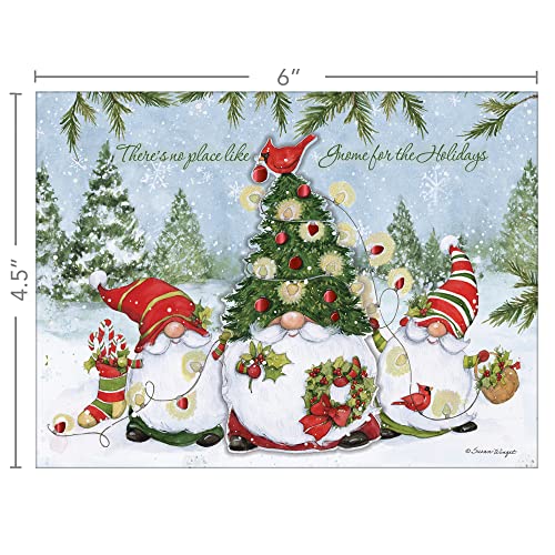 Holiday Gnomes Luxe Christmas Greeting Cards - Set of 8, Festive Holiday Cards with Envelopes, Whimsical Gnome Design - Christmas Variation