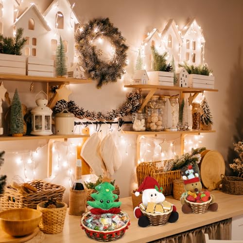 Christmas Candy Baskets Set of 4 Santa Reindeer Tree Cookie Decorative Storage Baskets