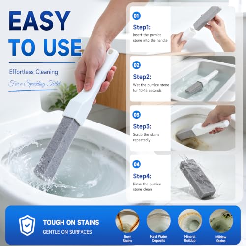 8 Pack Pumice Stone Toilet Cleaner with 2 Long Handle Replacements