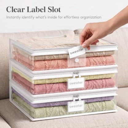 Lifewit 15.7 x 13.8 x 3.9 Inch Clear Zippered Storage Bags 6-Pack for Clothing & Linens