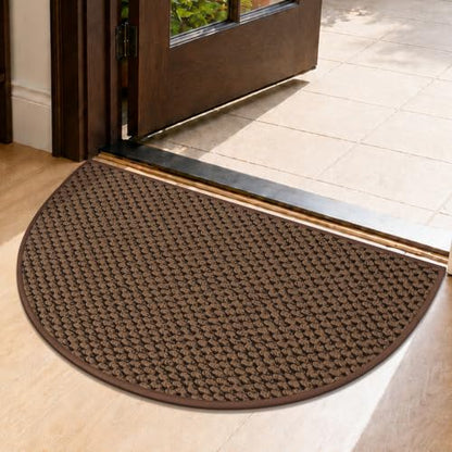 Dirt Trapper Half Circle Door Mat 17x30 Inches Brown Non-Slip Entryway Rug