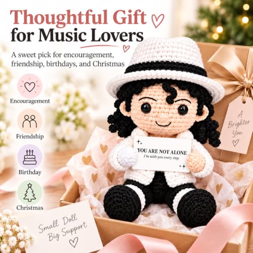 Crochet Music Doll - Encouragement Gift for Music Lovers, Handmade Decor