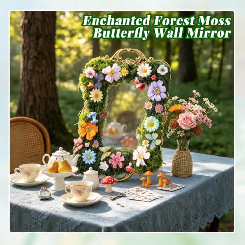 Enchanted Forest Wall Mirror Handmade Moss Fairy Decor