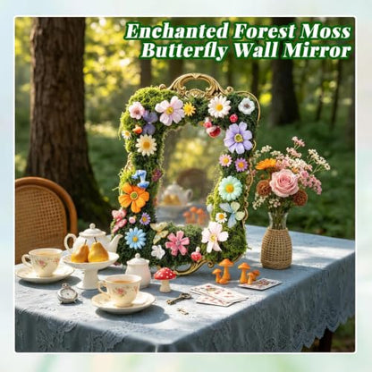 Enchanted Forest Wall Mirror Handmade Moss Fairy Decor