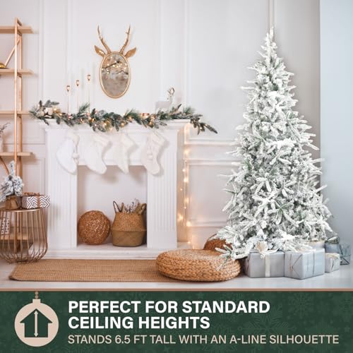 6.5 Ft Mountain Pine Flocked Christmas Tree with Stand - Unlit