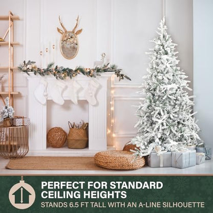 6.5 Ft Mountain Pine Flocked Christmas Tree with Stand - Unlit