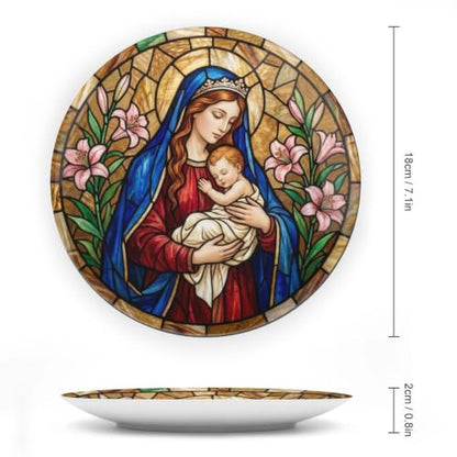 Christmas Stained Glass Decorative Plate for Display - Style 4, 6-10 Inch