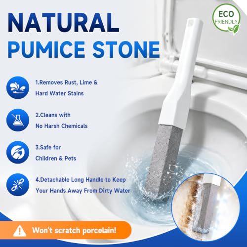 8 Pack Pumice Stone Toilet Cleaner with 2 Long Handle Replacements