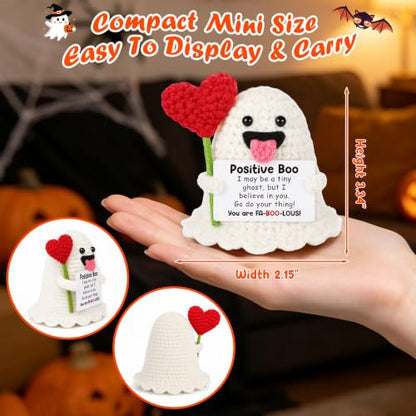 Positive Boo Ghost Encouragement Gift - Crochet Halloween Classroom Decor