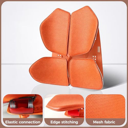 4-Zone Back Support Cushion for Car & Office - Flexible Lumbar Support, Orange