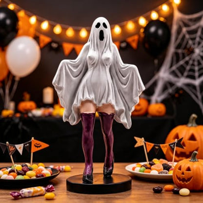 Halloween Ghost Resin Figurine with High Heels and Stockings – Spooky Halloween Decor Ornament