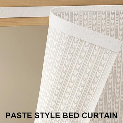 White Bunk Bed Curtains for Dorm Privacy - 79" x 51" Canopy, Soft Chiffon