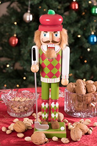 Traditional Wooden Nutcracker - 14 Inch Festive Christmas Decor - Golfer Variation