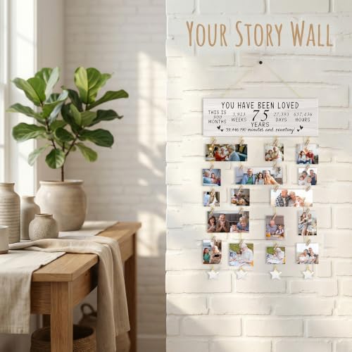 75th Birthday Photo Frame Wall Decor with Clips and Ropes - Colour 3