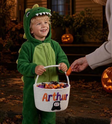Personalised Halloween Basket with Name for Kids - Single-Hand Design