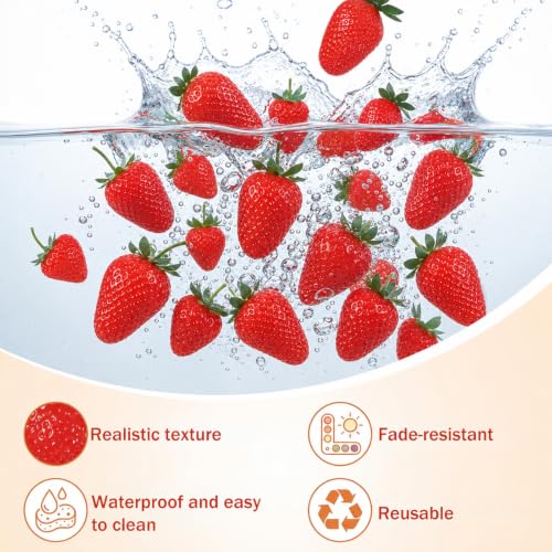 120Pcs Artificial Strawberry Decorations for Home & Party Decor, Realistic Faux Fruits Set