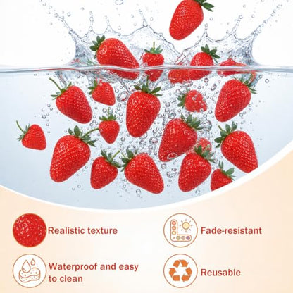 120Pcs Artificial Strawberry Decorations for Home & Party Decor, Realistic Faux Fruits Set