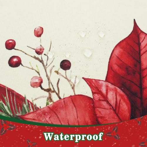 Christmas Poinsettia Rectangular Tablecloth 60x84 Inch Waterproof & Wrinkle-Resistant