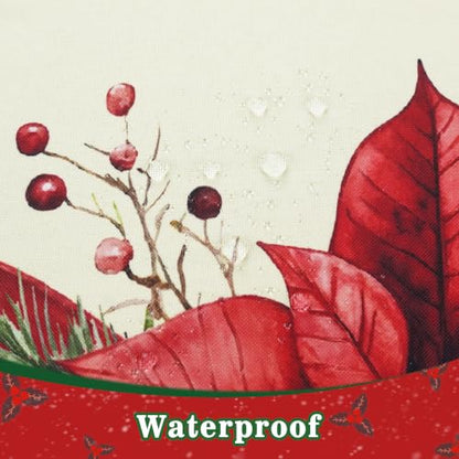Christmas Poinsettia Rectangular Tablecloth 60x84 Inch Waterproof & Wrinkle-Resistant