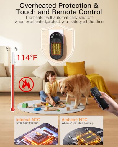Wall Outlet Space Heater 450W with Adjustable Modes & 12h Timer - Portable Electric Heater