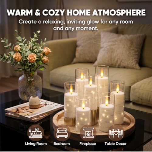 Raycare 18 Pcs Flameless Battery Operated Pillar Candles with Remote Timer - White