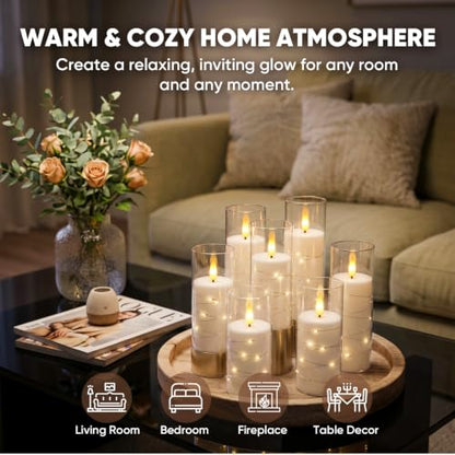 Raycare 18 Pcs Flameless Battery Operated Pillar Candles with Remote Timer - White