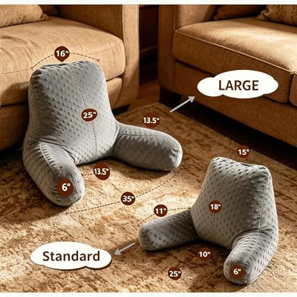 Adult Reading Pillow for Sitting in Bed Back Support Cushion Dark Grey