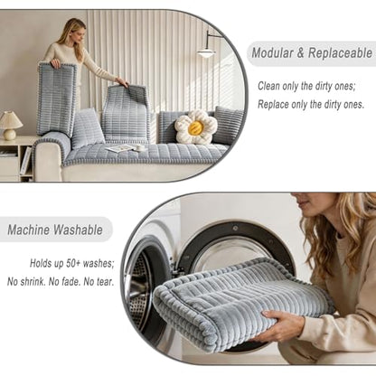 Non-Slip Couch Cover for Dogs - Light Gray 27.6x82.7in, Washable Sofa Protector