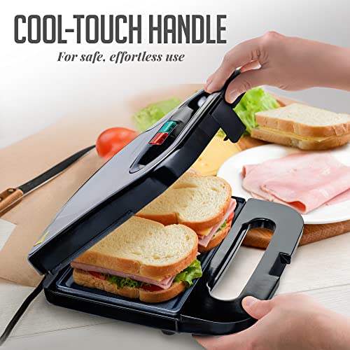 OVENTE 3 in 1 Electric Sandwich Maker, Panini Press Grill and Waffle Iron Set with Removable Non-Stick Plates, Perfect for Cooking Grilled Cheese, Tuna Melts, Burgers, Steaks and Snacks, Black GPI302B