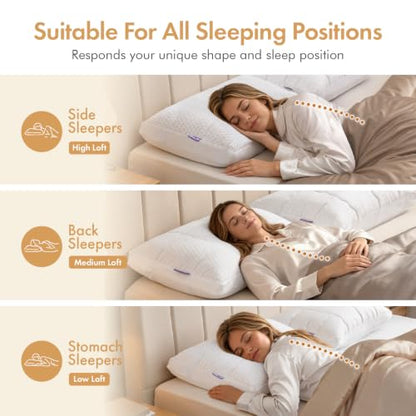 MIULEE Cooling Adjustable Bed Pillow - Standard Size Down Alternative Pillow, Travel & Sleep Support