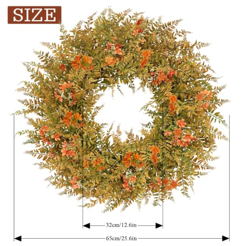Large Artificial Fall Wreath for Front Door - 26 Inch Autumn Decor