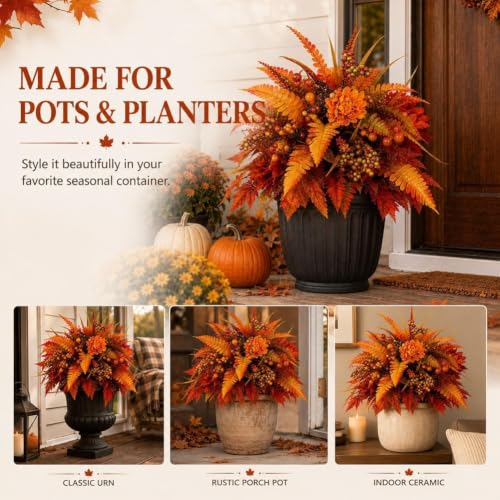 2pcs Fall Harvest Floral Garden Stake Set - 15.8in Autumn Decor