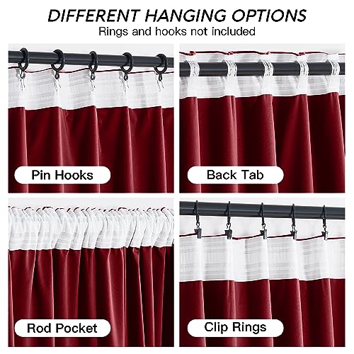 RYB HOME Red Velvet Blackout Curtains 96 Inch - Pack of 2, Bedroom & Living Room