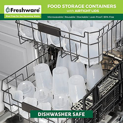 Freshware Food Storage Containers [240 Set] 32 oz Plastic Deli Containers with Lids, Slime, Soup, Meal Prep Containers | BPA Free | Stackable | Leakproof | Microwave/Dishwasher/Freezer Safe