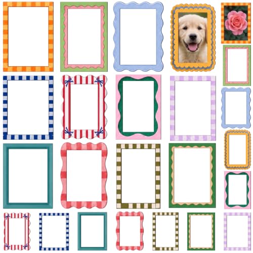 Magnetic Photo Frames for Refrigerator and Lockers - Retro Style, 2 Sizes, 24 Pack