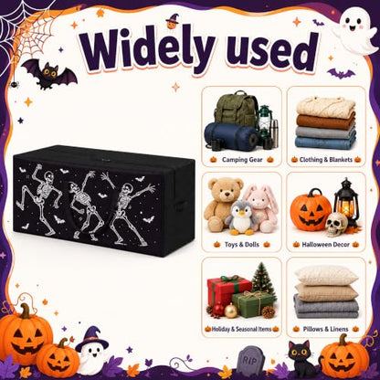 12ft Skeleton Storage Bag - Black 65x30x30 Inches Halloween Skeleton Organizer