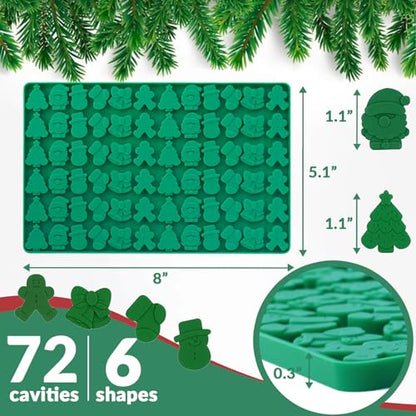 Mini Christmas Candy Molds 2PCS, Silicone 72 Cavity Chocolate & Gummy Set