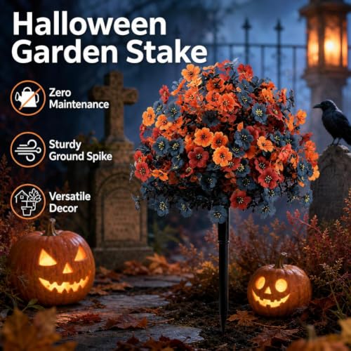 2Pcs Artificial Topiary Bushes for Outdoors Halloween Fall Decoration - Style3