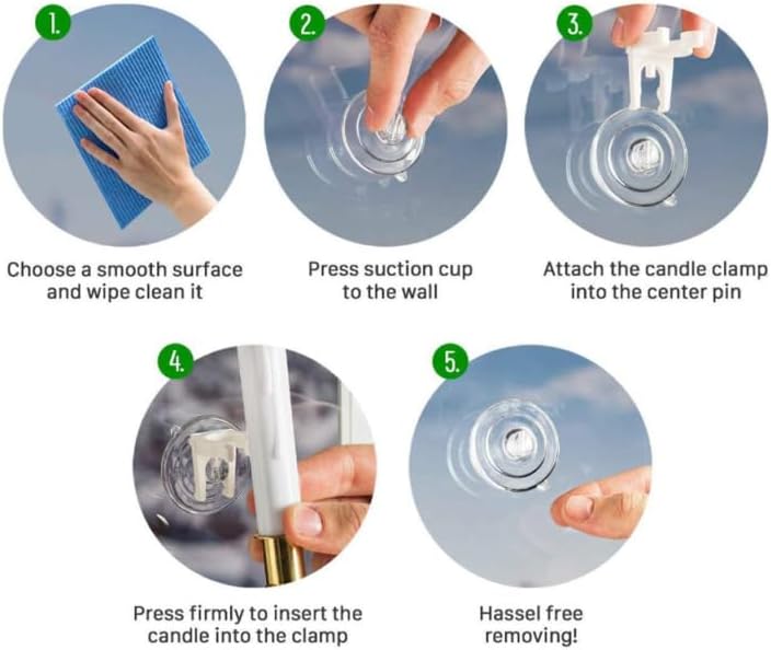 Skiennix LED Candle Light Holder - 8Pcs Suction Cup Clips for Windows | Strong Hold for Home Decor & Parties
