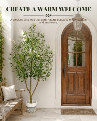 6FT Artificial Olive Tree with Woven Basket - Realistic Indoor Decor