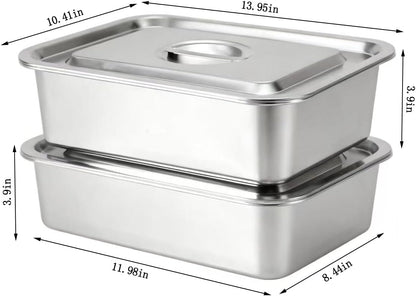 Skiennix 4-Inch Deep Lasagna Pan - 2 Pack 7.4QT Stainless Steel Baking Dish with Lid | Perfect for Roasting