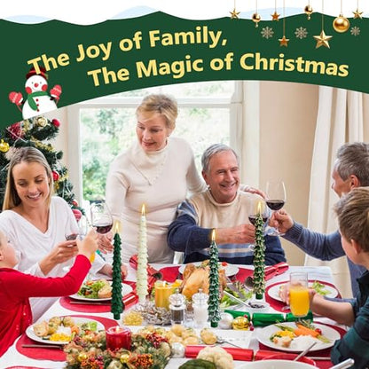 White 10-Inch Christmas Tree Candlesticks - 4 Pack Unscented Tree-Shaped Taper Candles for Holiday Decor