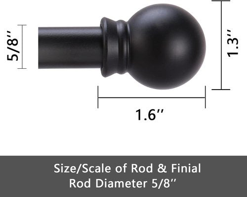 GXOACKJ Heavy-Duty Black Curtain Rods - 2 Pack for Windows 66 to 120 Inches | 5/8 Inch Metal Design