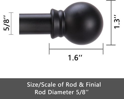 GXOACKJ Heavy-Duty Black Curtain Rods - 2 Pack for Windows 66 to 120 Inches | 5/8 Inch Metal Design